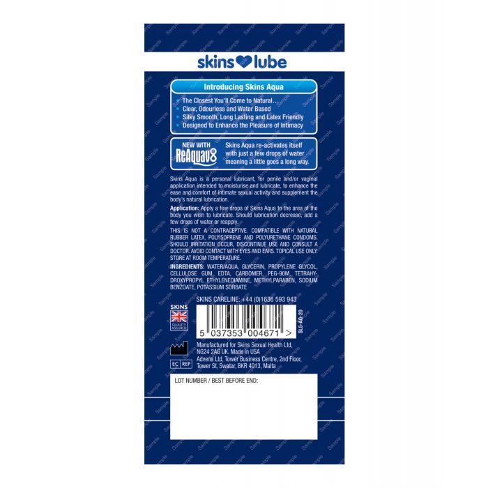 Carregar imagem no visualizador da Galeria, Skins Aqua Water Based Lubricant 5 Milliliters Foil Pack Single Use