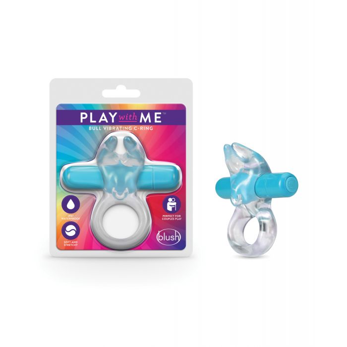 Afbeelding laden in Galerijviewer, Blush Play With Me Bull Vibrating C Ring Blue With Rabbit Ears