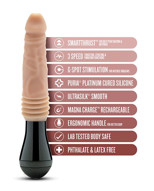 Carregar imagem no visualizador da Galeria, Blush Dr. Skin Silicone Dr. Knight Thrusting Gyrating Vibrating Dildo - Beige