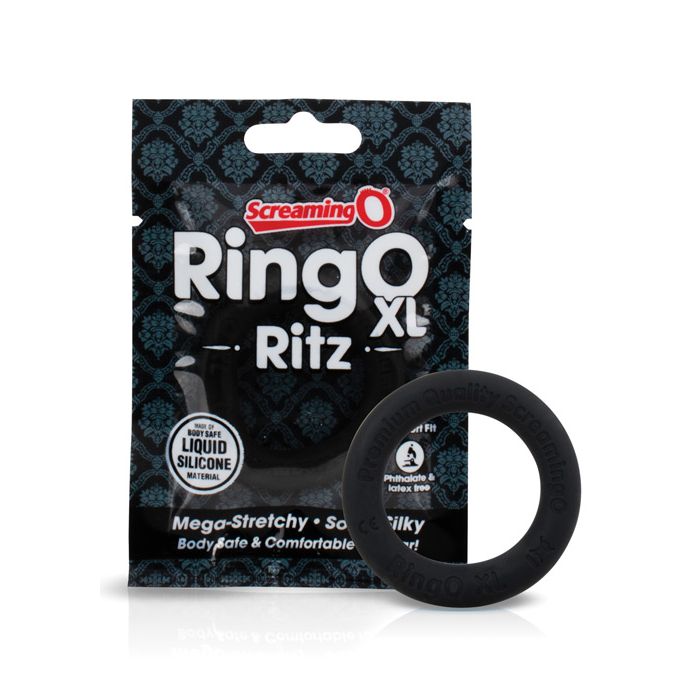 Load image into Gallery viewer, Screaming O RingO Ritz XL Black Silicone Ring Ultra Stretch Fit