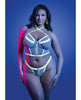 Carica l'immagine nel visualizzatore Galleria, Glow In The Dark Zipper Bralette And Thong Set White Queen
