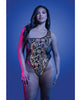 Load image into Gallery viewer, Luminescent Flash Reflective Floral Print One Shoulder Teddy Black