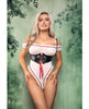 Load image into Gallery viewer, Dangerous Darling Sheer Mesh Ruffle Teddy Waist Cincher Hooded Cape Black White