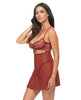 Încărcați imaginea în vizualizatorul Galerie, Arielle Unlined Underwire Lace Babydoll And G String Burgundy Size L XL