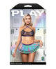Load image into Gallery viewer, Ready Lets Glow Flash Reflective Mesh Top Set With Skirt G String Pasties L XL