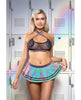 Carica l'immagine nel visualizzatore Galleria, Ready Lets Glow Flash Reflective Mesh Skirt G String Pom Pom Pasties 4Pc Set