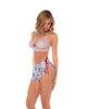 Charger l'image dans la visionneuse de la galerie, Ensemble de lingerie deux pièces pour femme, bralette en dentelle et short satiné à motif floral, Silver Bloom SM