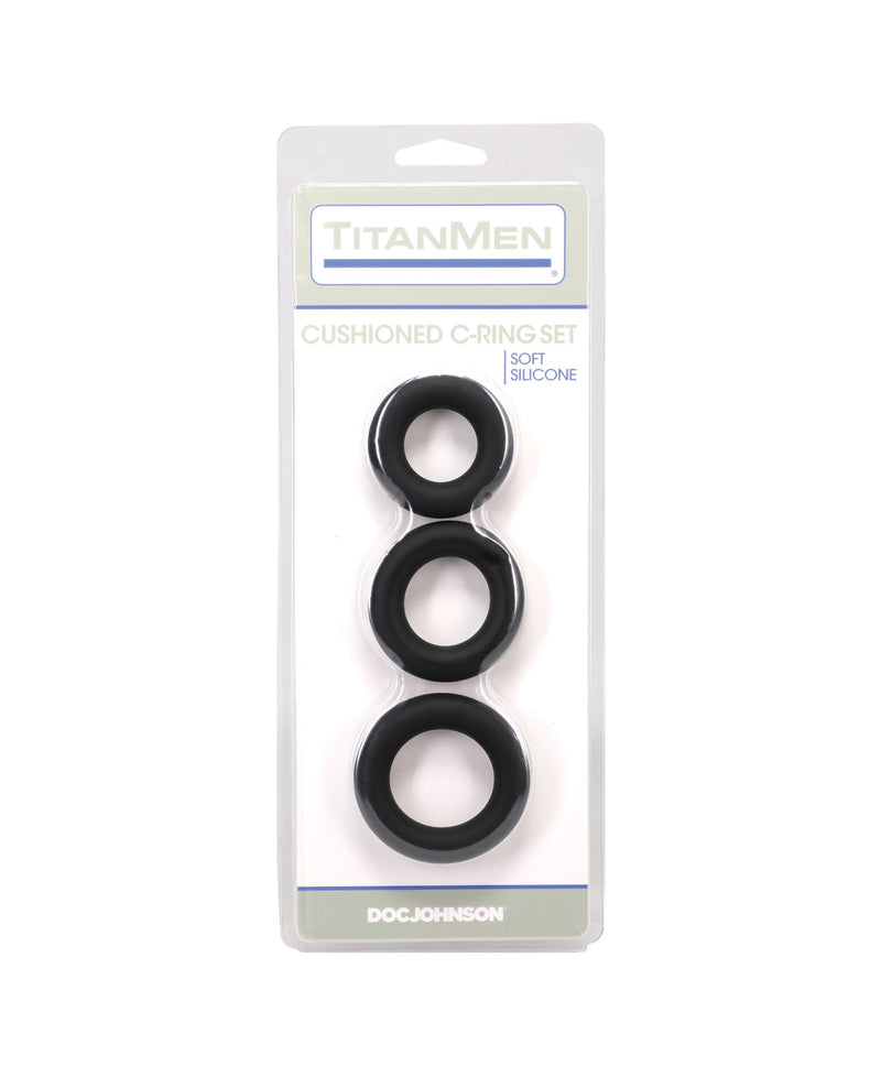 Load image into Gallery viewer, Titanmen Premium Cushioned Silicone Cock Ring Set 3 Piece Black