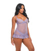 Afbeelding laden in Galerijviewer, Amira Purple Haze kanten babydoll van mesh met beugel, stippen, slipje, S M