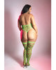 Charger l'image dans la visionneuse de la galerie, Ensemble grande taille avec teddy dos nu vert néon et bas résille à strass géométriques