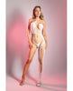 Cargue la imagen en el visor de la galería, Bodystocking y tanga blancos de punto floral brillante Lights Get Low, talla única