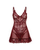 Ladda bilden i Galleri Viewer, Valentine spetsbabydoll-underkläder med rosett och trosor, Zinfandel, Large