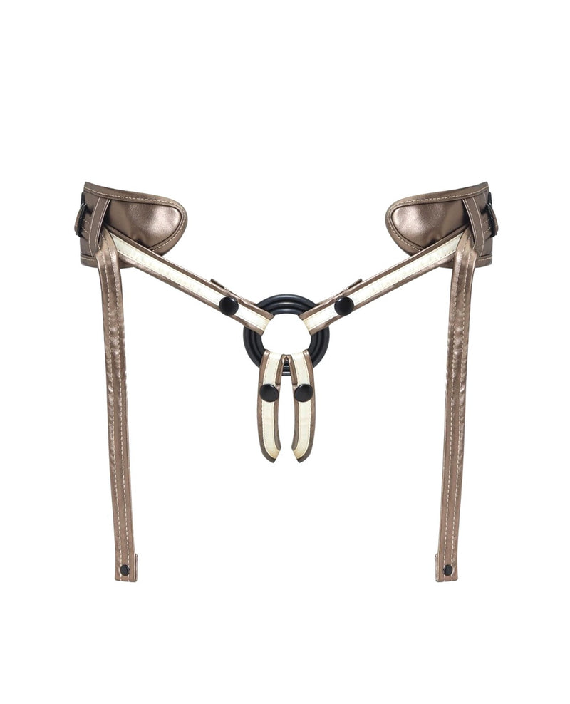 Cargue la imagen en el visor de la galería, Arnés de polipiel Desirous Strap On Me, talla única, bronce metálico