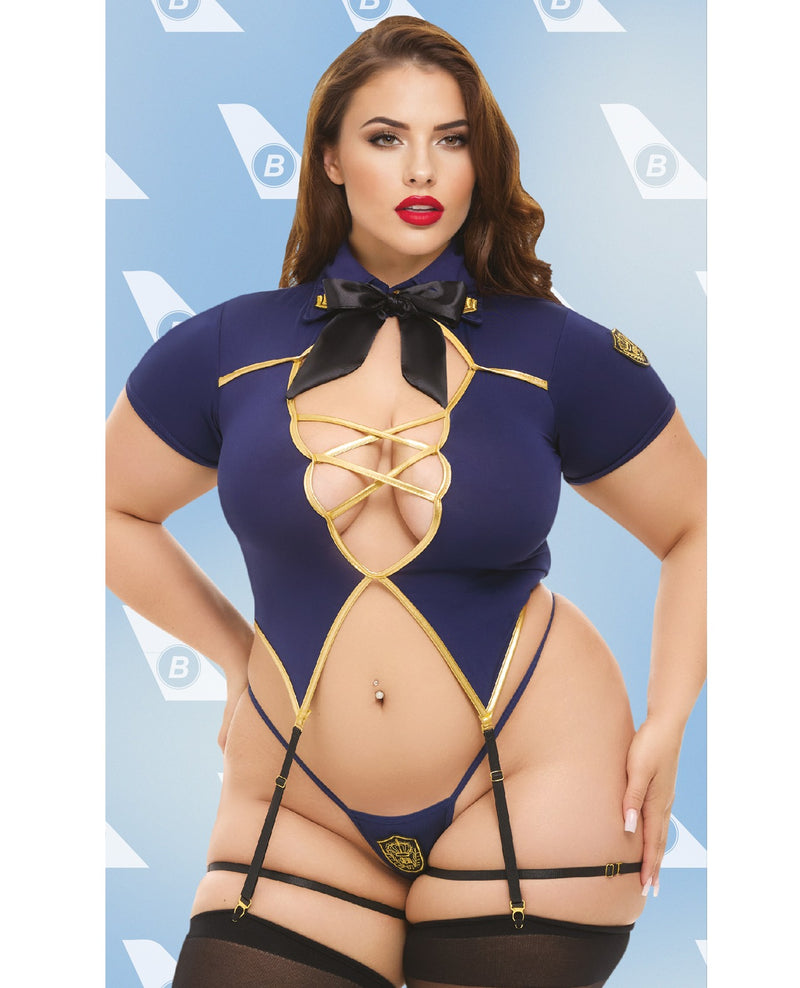 Cargue la imagen en el visor de la galería, Conjunto de lencería de 4 piezas Dreams By Baci First Class Fantasy azul marino