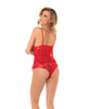 Cargue la imagen en el visor de la galería, Conjunto de camisola babydoll de dos piezas de encaje rojo con braguitas a juego
