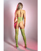 Cargue la imagen en el visor de la galería, Teddy y medias de red Adrenaline, verde neón, con pedrería de strass y diamantes