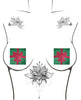Afbeelding laden in Galerijviewer, Kerstpakket met glitterpasties, 2 stuks, groene en rode tepelbedekkers