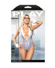 Load image into Gallery viewer, Internal Affairs Pinstriped Plunge Cutout Teddy With Glasses