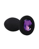 Cargue la imagen en el visor de la galería, Plug vibratorio de silicona con joyas Booty Bling de 3 pulgadas, negro y morado, portátil