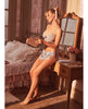 Charger l'image dans la visionneuse de la galerie, Ensemble de lingerie deux pièces pour femme, bralette en dentelle et short satiné à motif floral, Silver Bloom SM