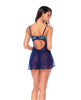 Load image into Gallery viewer, Mapale Poppy Blue Lace And Mesh Underwire Babydoll Set With Thong