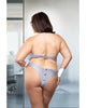 Bild in den Galerie-Viewer laden, Internal Affairs grauer Nadelstreifen-Teddy mit Kragen, tiefem Ausschnitt, Cut-outs und Handschellen, 1X 2X