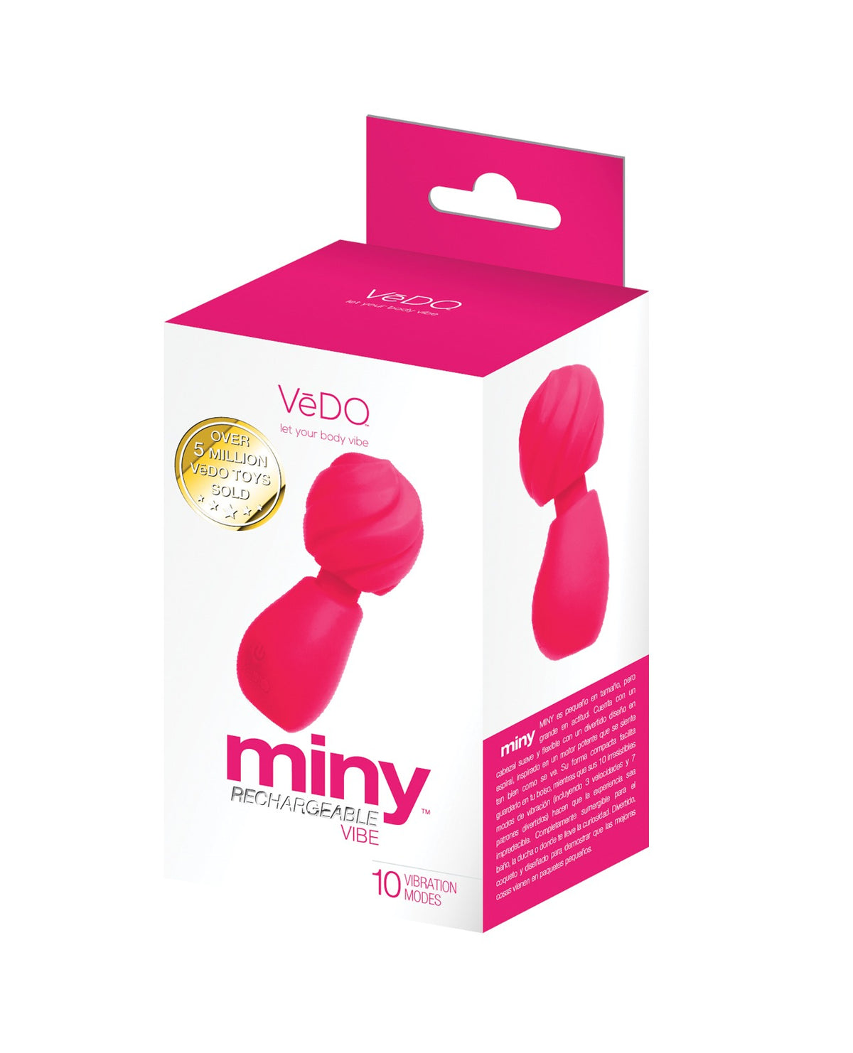 Varita vibradora mini recargable VeDo Miny, color rosa, delgada, para viajes