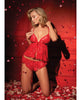Cargue la imagen en el visor de la galería, Conjunto de camisola babydoll roja de encaje con abertura lateral y bragas a juego
