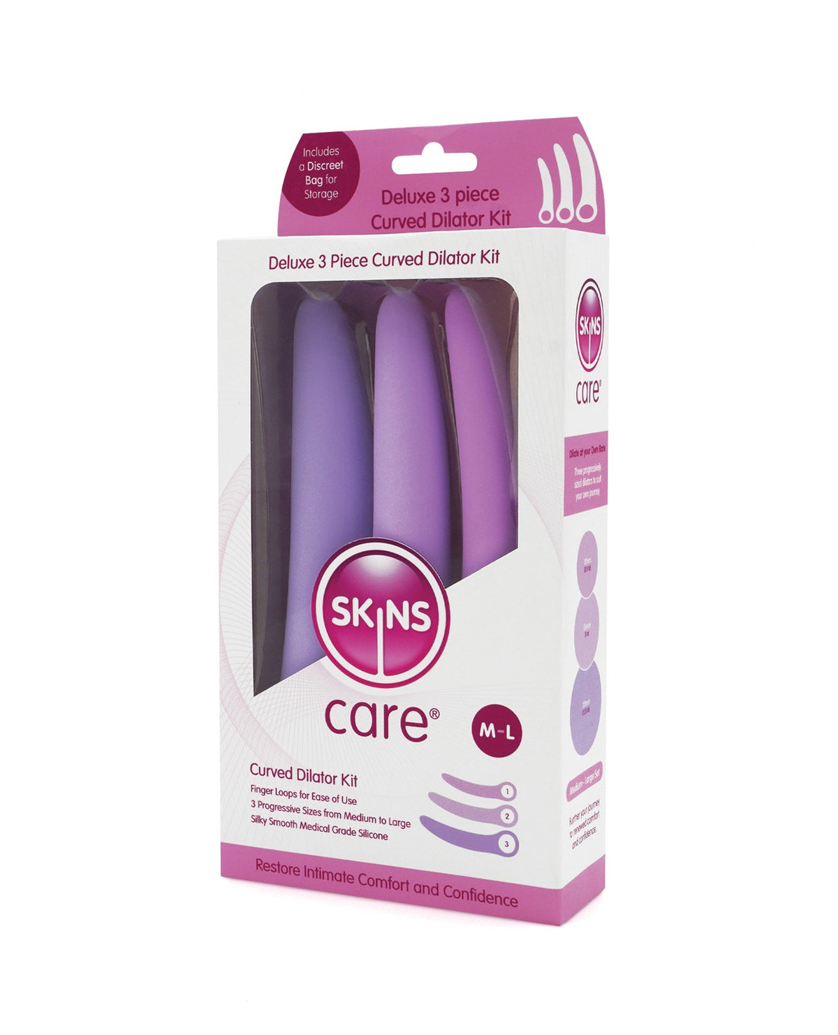 Skins Care Curved Silicone Dilators 3 Piece Set Medium Large Medical Grade