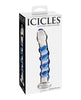 Load image into Gallery viewer, Icicles No. 5 Hand Blown Glass Massager - Clear w/Blue Swirls
