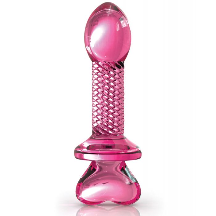 Icicles No. 82 Hand Blown Glass Butt Plug - Ribbed/Pink