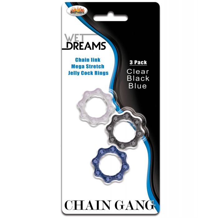 Anelli fallici Wet Dreams Chain Gang - Confezione assortita da 3