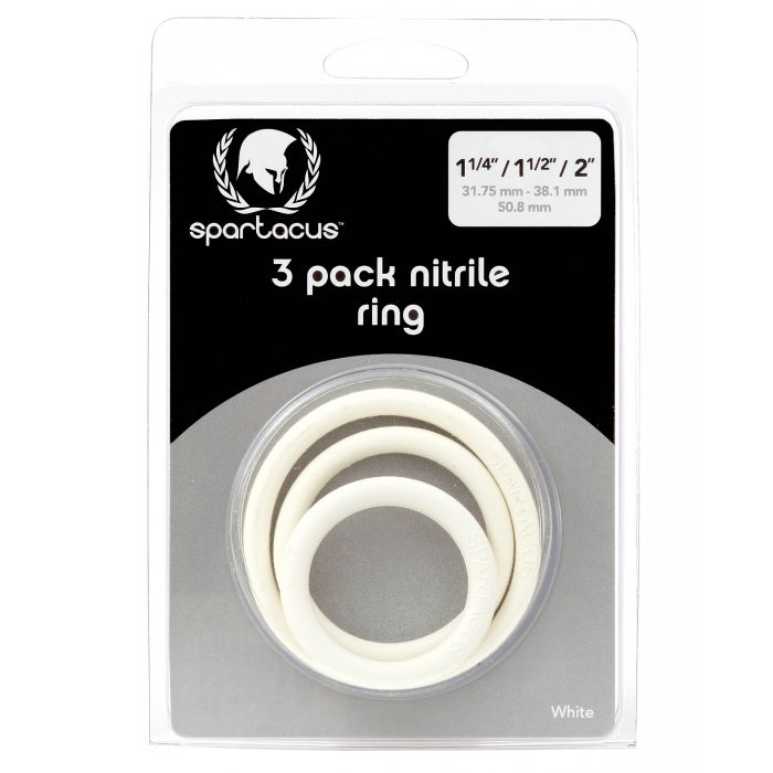 Ensemble de 3 anneaux péniens en nitrile Spartacus - Blanc