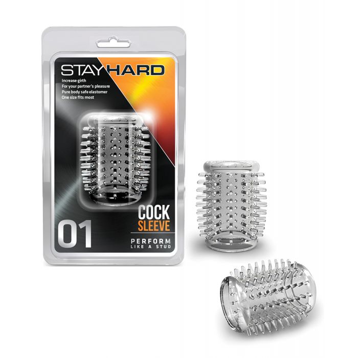 Blush Stay Hard Cock Sleeve 01 Clear Stretchy TPE Enhancement For Penis