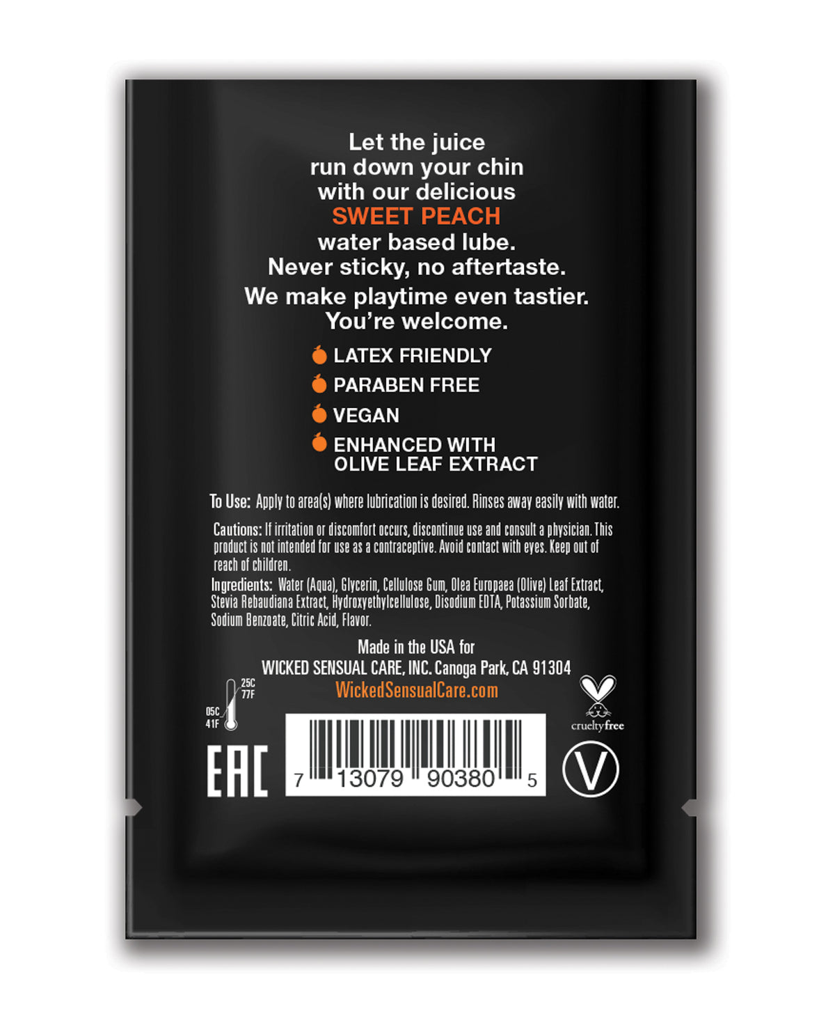 Wicked Sensual Care Waterbased Lubricant - .1 oz Sweet Peach