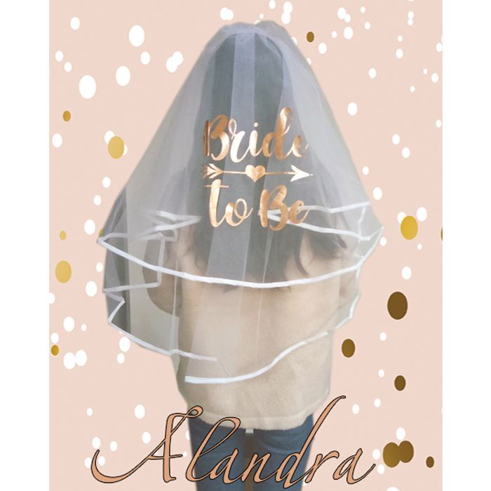 Bride To Be Luxury Veil Rose Gold Sash With Script Foil