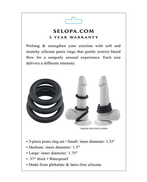 Selopa 3 Ring Circus Silicone Penis Ring Set Black Selopa 3 Ring Circus Silicone Penis Ring Set Black
