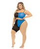 Cargue la imagen en el visor de la galería, Pink Lipstick Block You Out Bandeau &amp; Bottom Black/Blue QN
