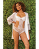 Indlæs billede i gallerifremviser, Stretch Mesh Ruffled Crotchless Teddy White LG
