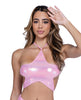 Load image into Gallery viewer, Metallic Iridescent Star Tie Top - Pink LG
