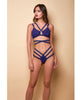 Load image into Gallery viewer, Along the Lines Strappy Bra &amp; Cheeky Low Rise Panty Navy LG
