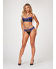 Φόρτωση εικόνας στο πρόγραμμα προβολής Gallery, Stretch Satin &amp; Eyelash Lace Demi Cup Bra &amp; Panty Black/Blue XL
