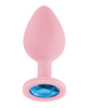 Charger l'image dans la visionneuse de la galerie, Luv Inc. Jeweled Silicone Butt Plug w/Three Stones - Medium Light Pink
