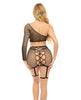 Load image into Gallery viewer, Pink Lipstick Right Thru Me Fishnet Top, Garter Skirt &amp; G-String Black O/S
