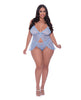 Lataa kuva gallerian katseluohjelmaan, Ooh La Lace Babydoll &amp; Split Crotch Panty Periwinkle QN

