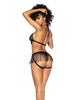 Bild in den Galerie-Viewer laden, Fringe Halter Top &amp; Open Back Bottom w/Front Zipper Black L/XL
