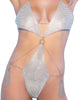 Încărcați imaginea în vizualizatorul Galerie, Miami Crystal Mirrored Teddy w/Chain Tassel Detail Silver L/XL
