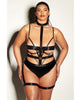 Bild in den Galerie-Viewer laden, FETISH Lethal Underwire Peek A Boo Vinyl Teddy w/Choker Black 2X
