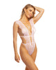 Load image into Gallery viewer, Imani Eyelash Lace Soft Cup High Leg Teddy Pink Tulle S/M
