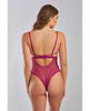 Lataa kuva gallerian katseluohjelmaan, Quinn Cross Dyed Galloon Lace &amp; Mesh Teddy Wine LG
